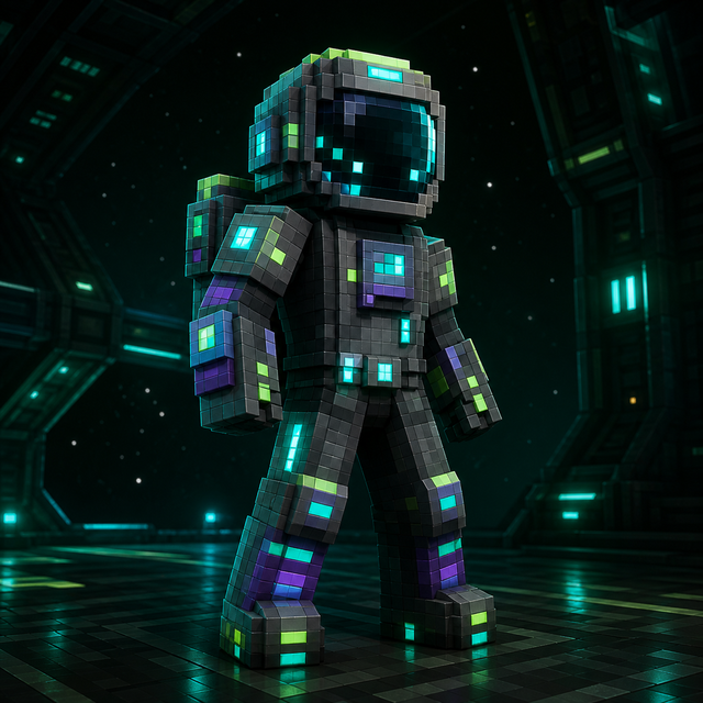 Neon Astronaut: voxel character preview