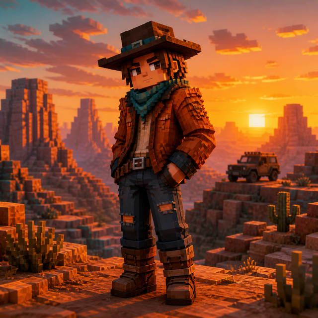 Sunset Rider: voxel character preview