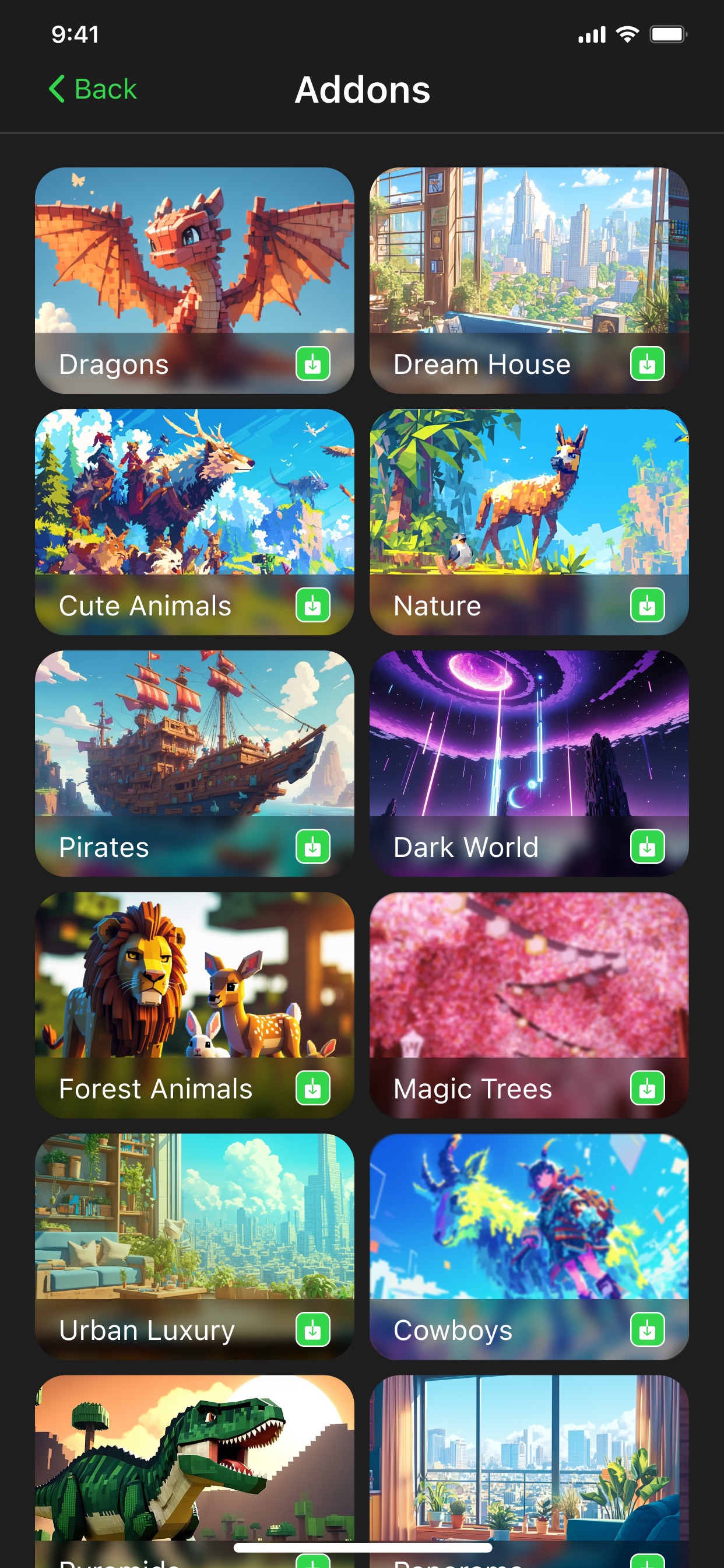 Addon Hub gallery with themed add-on collections